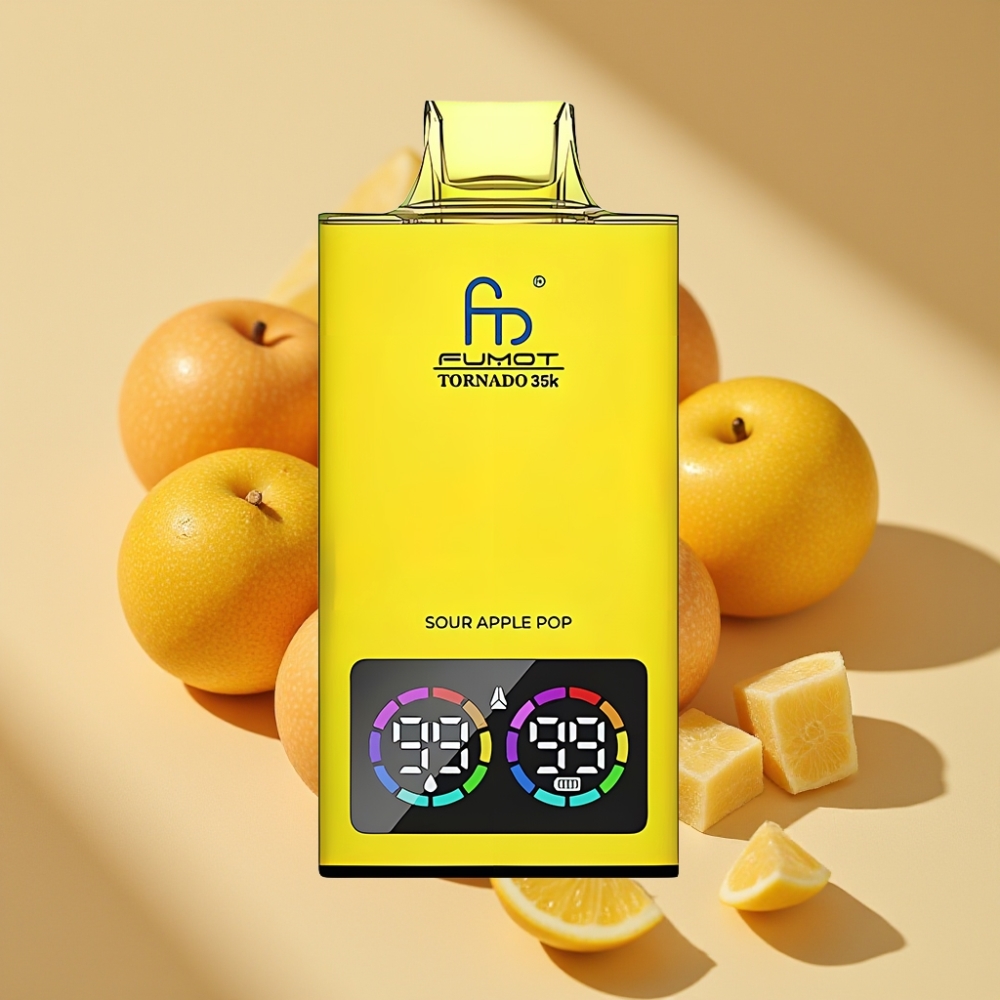 Fumot Tornado 35K Disposable Vape Sour Apple Pop Dual Mesh 15ml 700mAh USB-C RGB