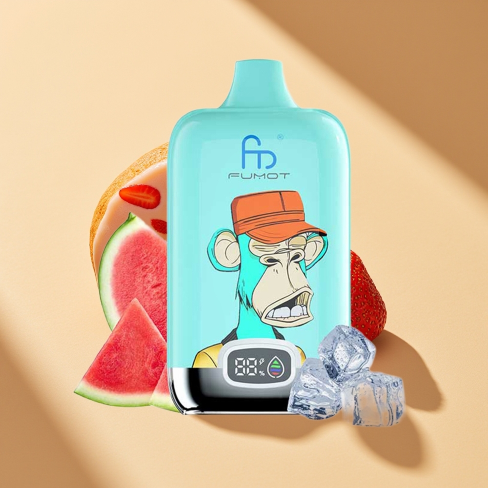 Fumot Tornado Digital Box 12000 Puffs 20ml Mesh Coil Rechargeable Strawberry Donut