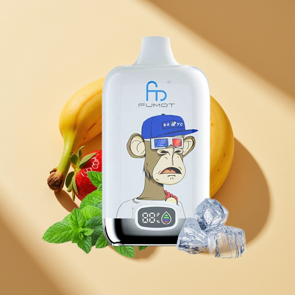 Fumot Tornado Digital Box 12000 Puffs 20ml Strawberry Banana Disposable Vape