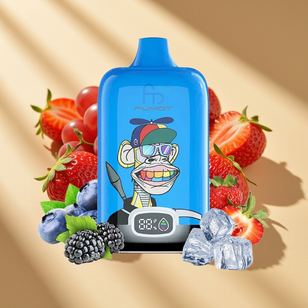 Fumot Tornado Digital Box 12000 Puffs 20ml Strawberry Grape Disposable Vape
