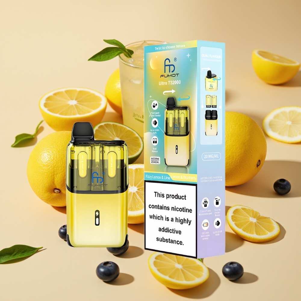 Fumot Ultra T32000 32000 Puffs 800mAh 24ml Type-C 20mg Mesh Coil Fizzy Lemon & Lime - Lemon & Blueberry