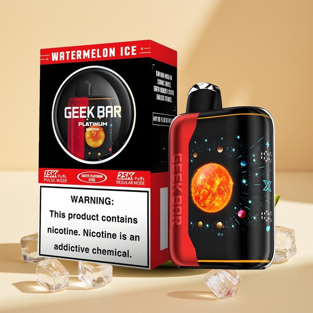 GEEK BAR Platinum Edition 25000 Puffs Disposable Vape Watermelon Ice 20mL 2% Nicotine Dual Mesh Coil USB-C