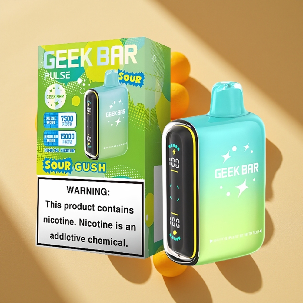 Geek Bar Pulse 15000 Puffs 16ML 5% Nicotine Sour Edition USB-C 650mAh Adjustable Airflow