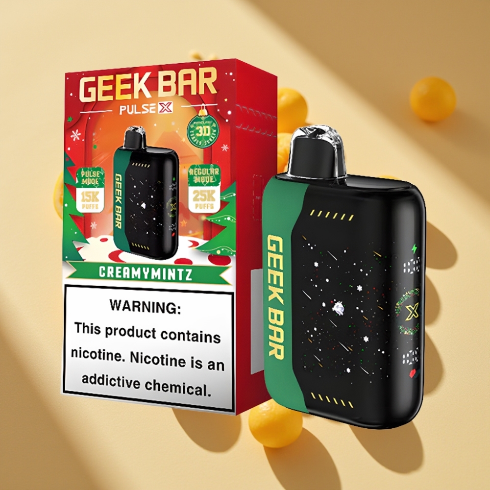 Geek Bar Pulse X 25000 Puffs Disposable Vape Christmas Edition 18mL 5% Nicotine Dual Mesh Coil USB-C