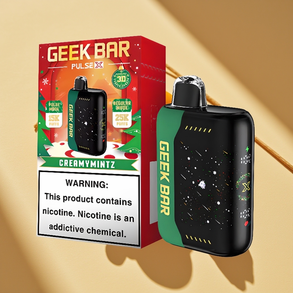Geek Bar Pulse X 25000 Puffs Disposable Vape Christmas Edition 18mL 5% Nicotine Dual Mesh Coil USB-C