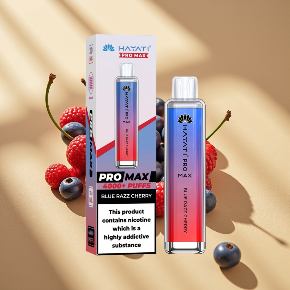 Hayati Pro Max 4000 Puffs 1400mAh Rechargeable Disposable Vape Blue Razz Cherry