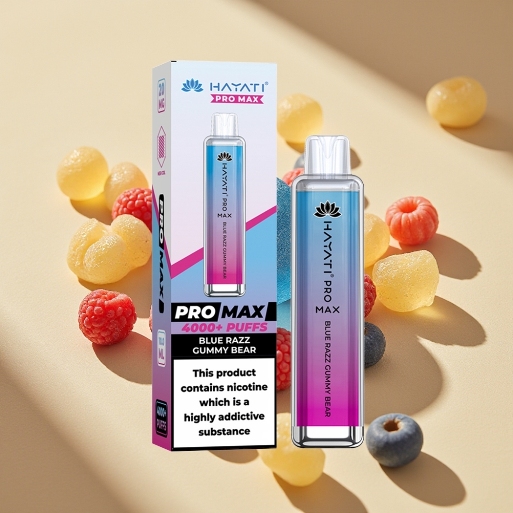 Hayati Pro Max 4000 Puffs Disposable Vape Blue Razz Gummy Bear 5% Nicotine 1400mAh Rechargeable