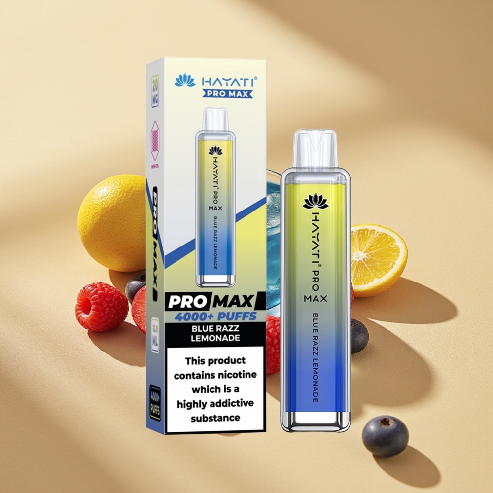 Hayati Pro Max 4000 Puffs Disposable Vape Blue Razz Lemonade Rechargeable Dual Mesh