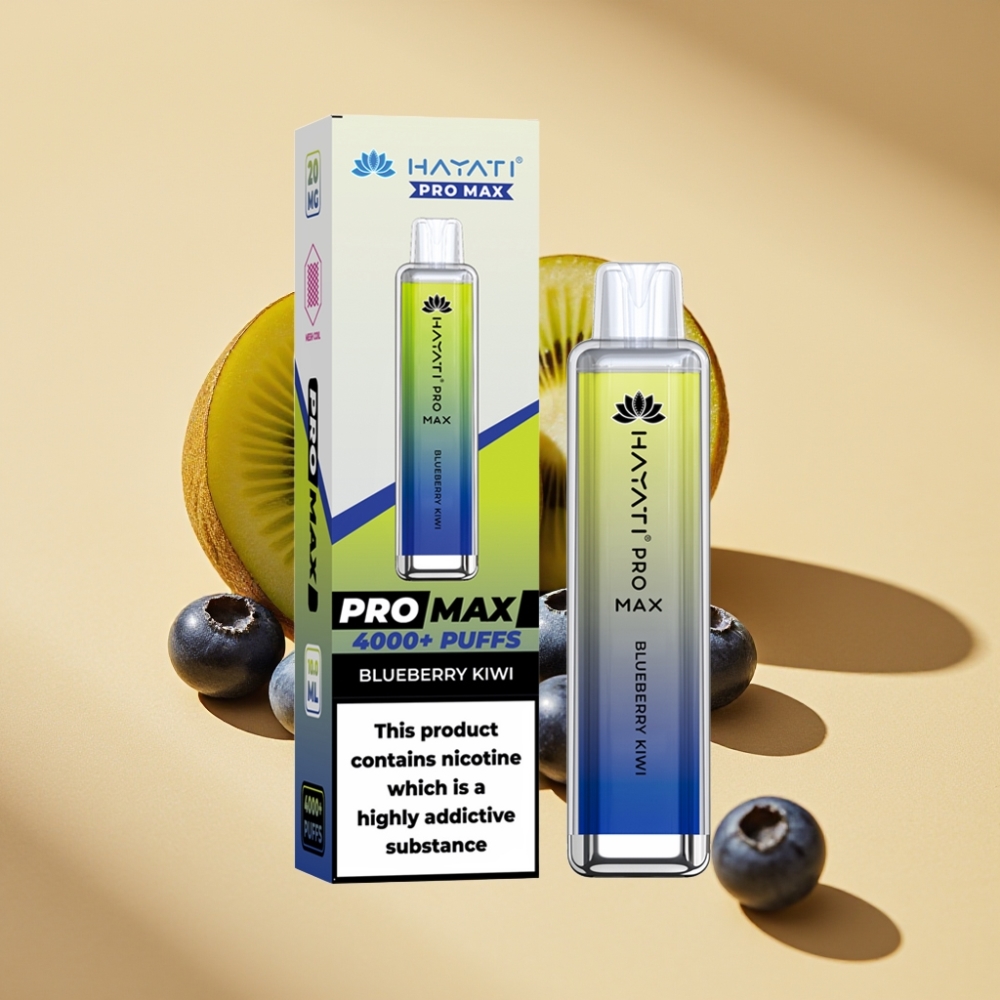 Hayati Pro Max 4000 Puffs Disposable Vape Blueberry Kiwi 5% Nicotine Rechargeable 1400mAh