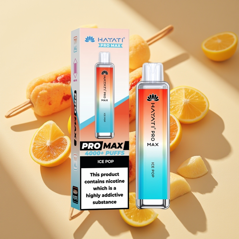Hayati Pro Max 4000 Puffs Disposable Vape Ice Pop Rechargeable Dual Mesh 2/5% Nicotine