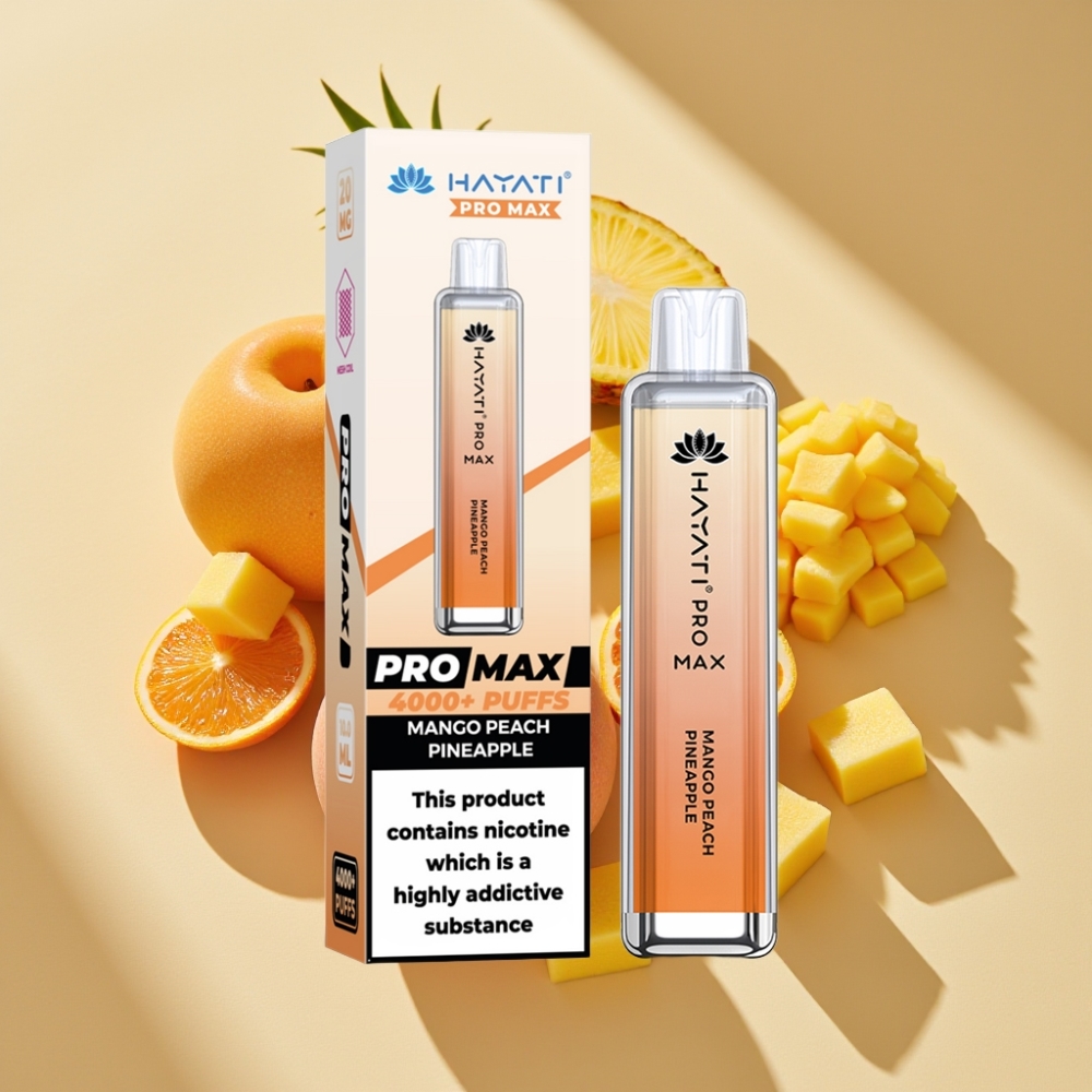Hayati Pro Max 4000 Puffs Disposable Vape Mango Peach Pineapple 1400mAh Rechargeable Dual Mesh Coil TPD
