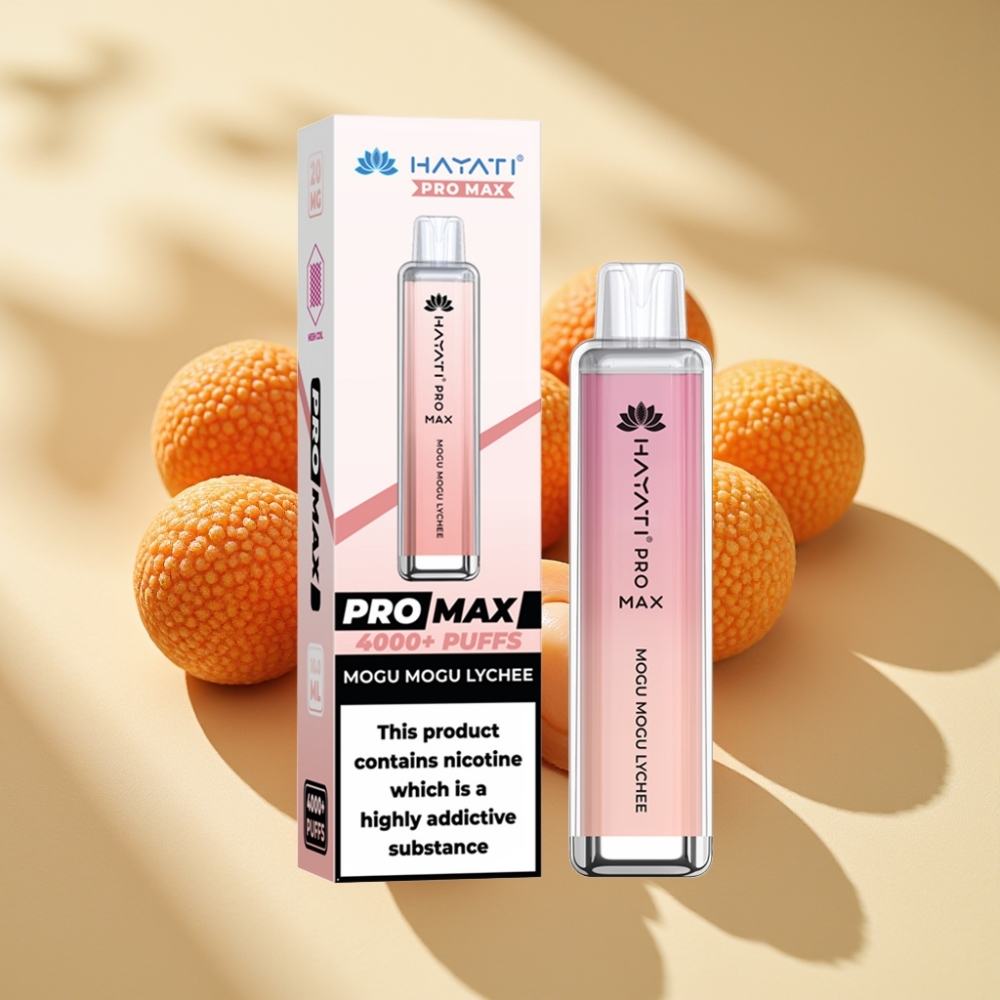 Hayati Pro Max 4000 Puffs Disposable Vape Mogu Mogu Lychee Rechargeable LED Crystal