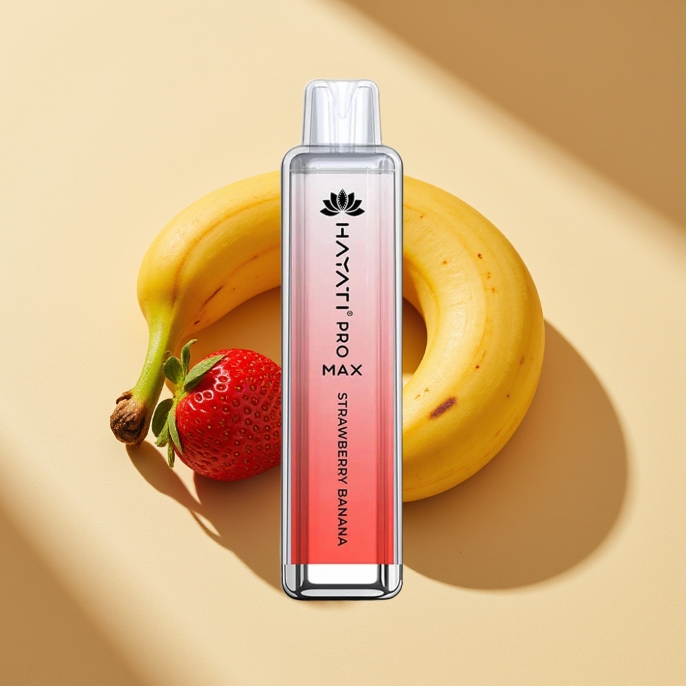 Hayati Pro Max 4000 Puffs Disposable Vape Strawberry Banana 2ml/10ml 1400mAh Rechargeable LED Dual Mesh