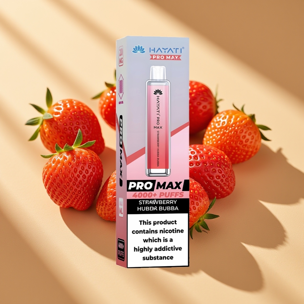 Hayati Pro Max 4000 Puffs Disposable Vape Strawberry Hubba Bubba 5% 1400mAh Rechargeable