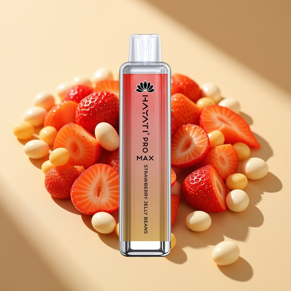 Hayati Pro Max 4000 Puffs Disposable Vape Strawberry Jelly Beans Rechargeable LED Dual Mesh Coil TPD-Compliance