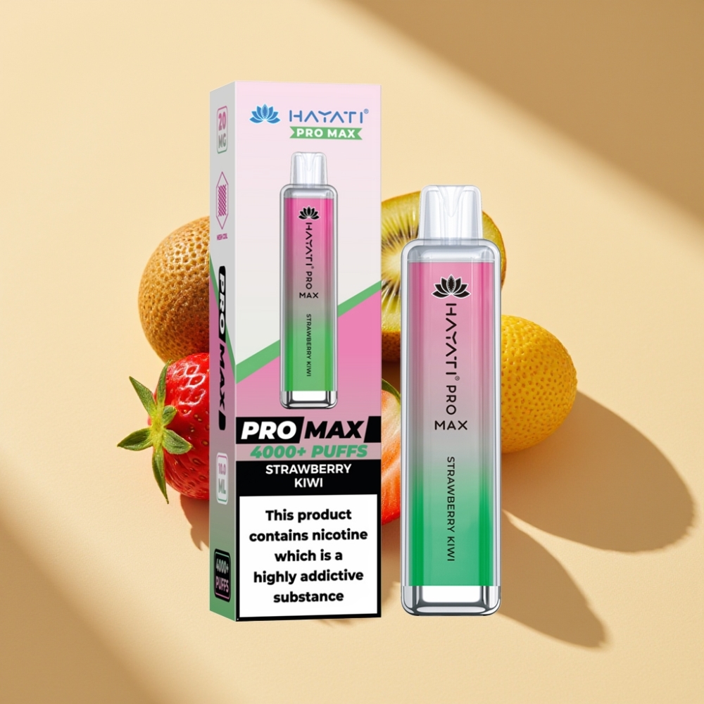 Hayati Pro Max 4000 Puffs Disposable Vape Strawberry Kiwi 2%/5% Nicotine 1400mAh Rechargeable
