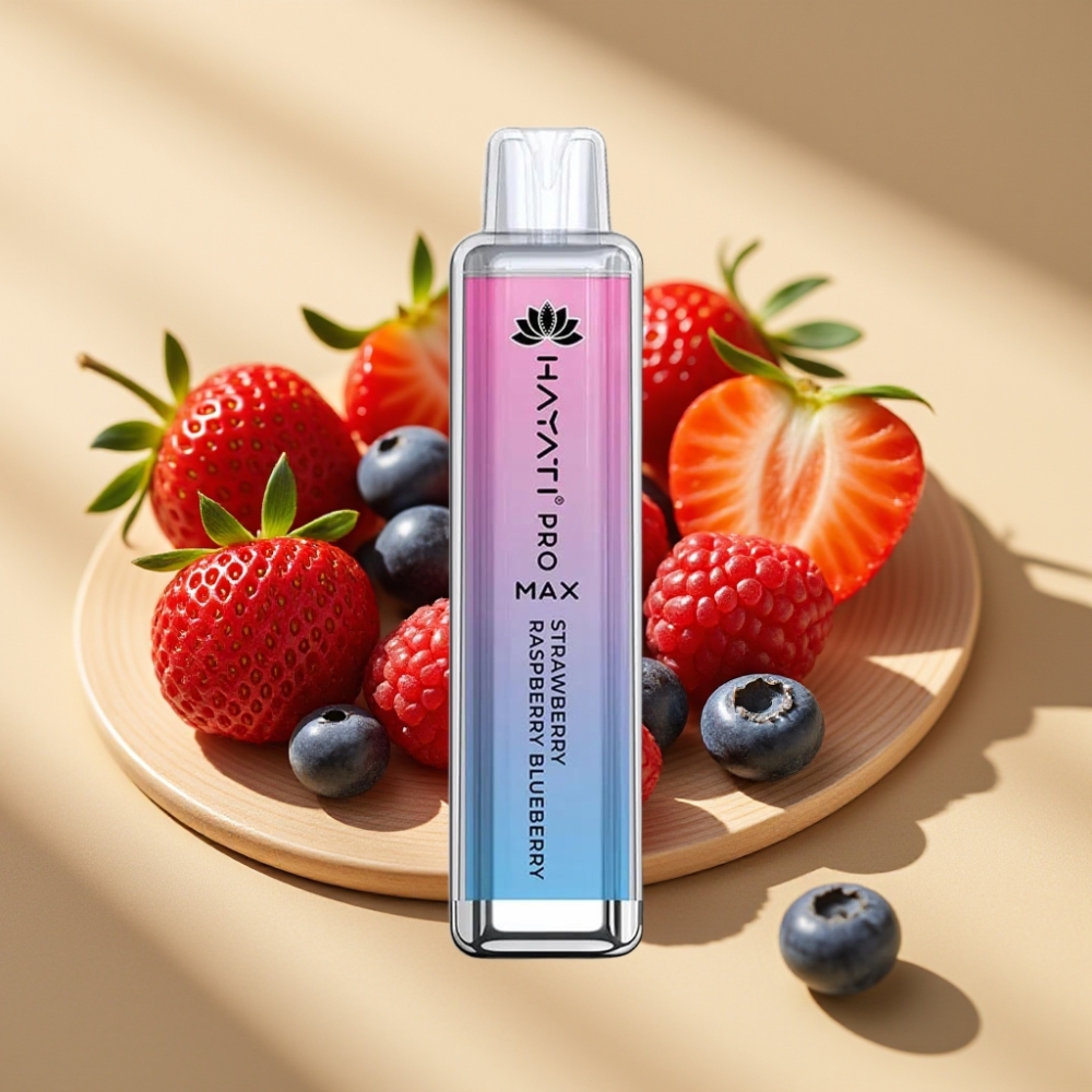 Hayati Pro Max 4000 Puffs Disposable Vape Strawberry Raspberry Blueberry 1400mAh Rechargeable Dual Mesh