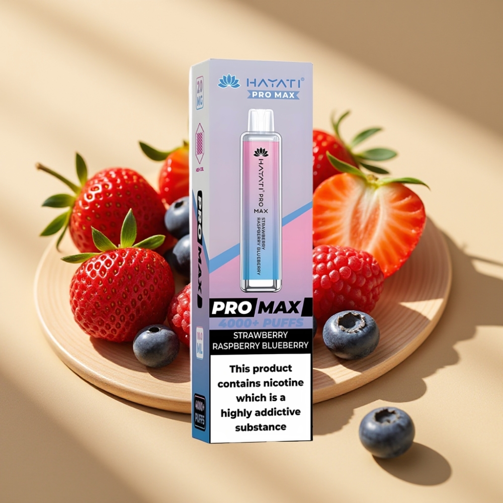 Hayati Pro Max 4000 Puffs Disposable Vape Strawberry Raspberry Blueberry 1400mAh Rechargeable Dual Mesh