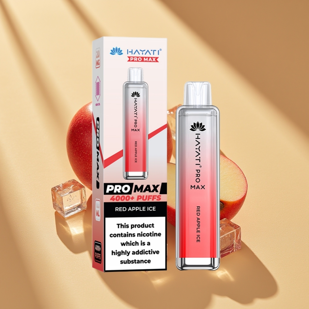 Hayati Pro Max 4000 Puffs Dual Mesh Coil Rechargeable Disposable Vape Red Apple Ice
