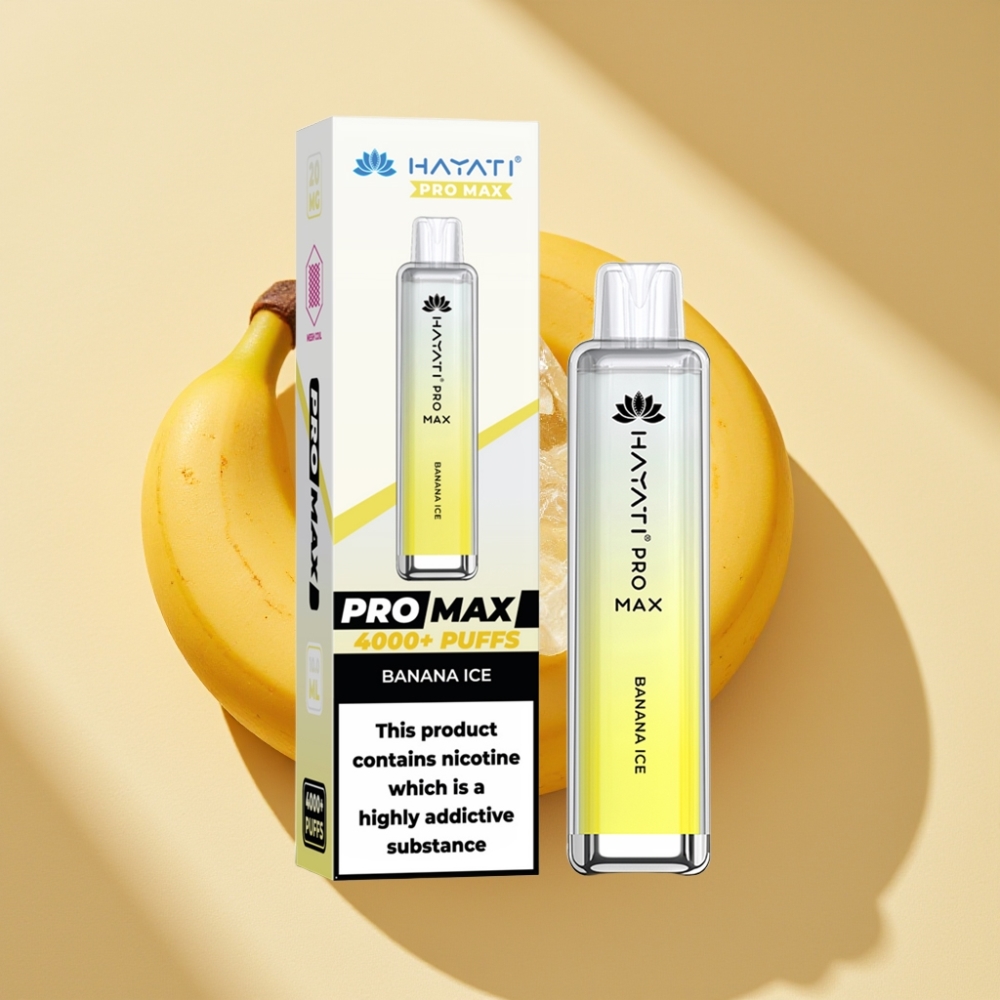 Hayati Pro Max 4000 Puffs Rechargeable Disposable Vape Banana Ice 2ml/10ml 1400mAh