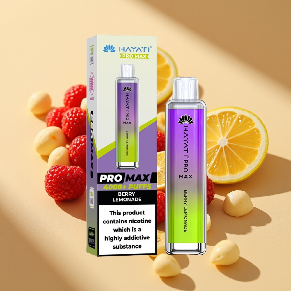 Hayati Pro Max 4000 Puffs Rechargeable Disposable Vape Berry Lemonade Dual Mesh Coil LED Light