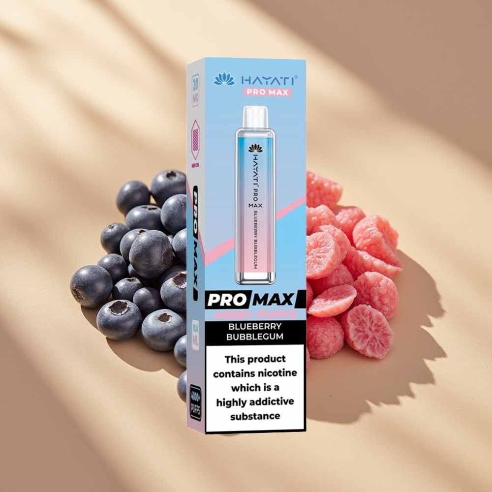 Hayati Pro Max 4000 Puffs Rechargeable Disposable Vape Blueberry Bubblegum 2ml/10ml 5% Nicotine