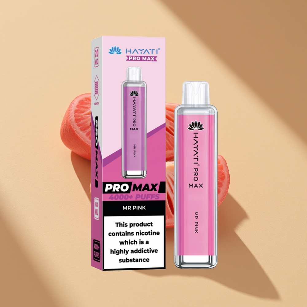 Hayati Pro Max 4000 Puffs Rechargeable Disposable Vape Mr Pink 5% Nicotine TPD