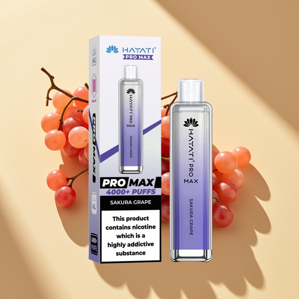 Hayati Pro Max 4000 Puffs Rechargeable Disposable Vape Sakura Grape 2ml/10ml TPD