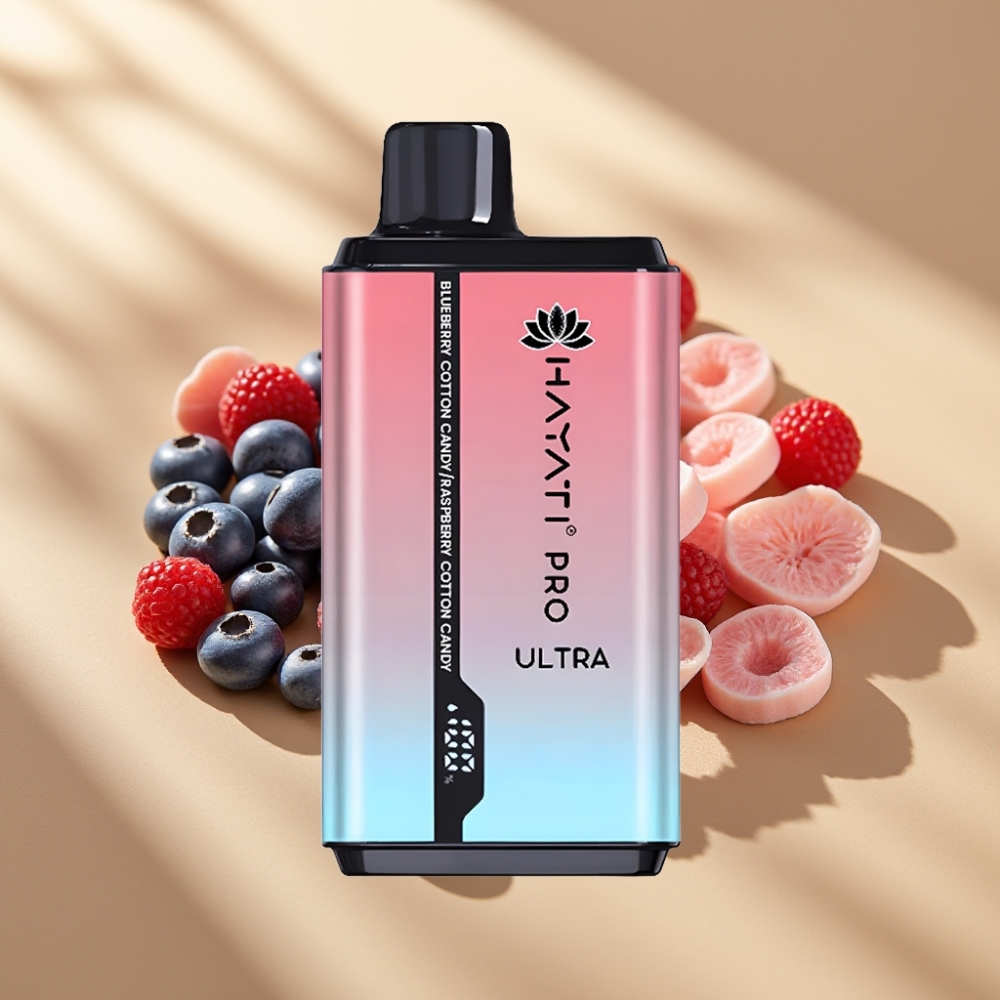 Hayati Pro Ultra 15000 Puffs 850mAh 24ml 2% Blueberry Cotton Candy Raspberry Cotton Candy