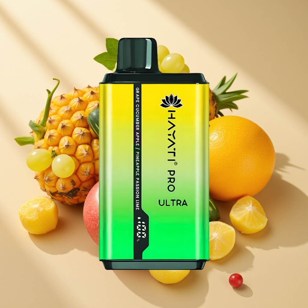 Hayati Pro Ultra 15000 Puffs 850mAh 24ml 2% Grape Cucumber Apple Pineapple Passion Lim