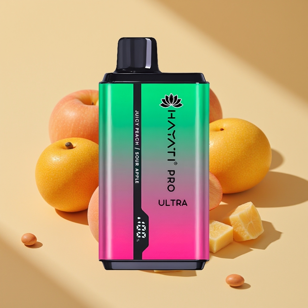 Hayati Pro Ultra 15000 Puffs 850mAh 24ml 2% Sour Apple Juicy Peach