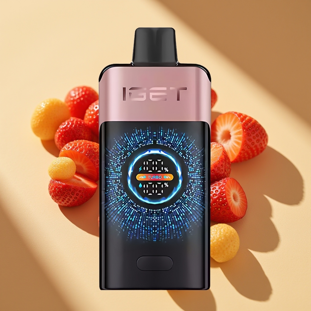 IGET ONE 12000 Puffs Disposable Vape Chupa Chups Strawberry Turbo Mode Large Screen 2700mAh