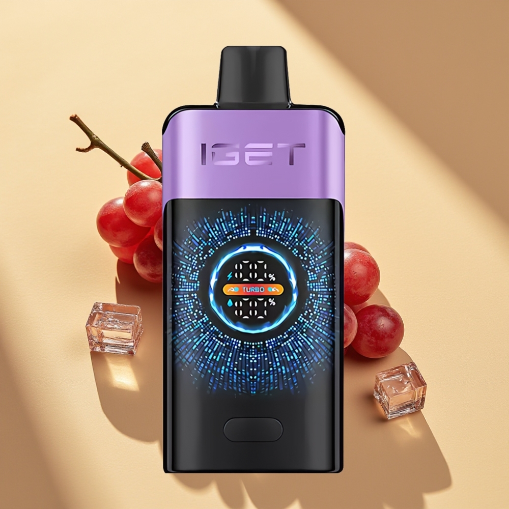 IGET ONE 12000 Puffs Disposable Vape Grape Ice 2700mAh Dual Mesh Coil Curved Screen