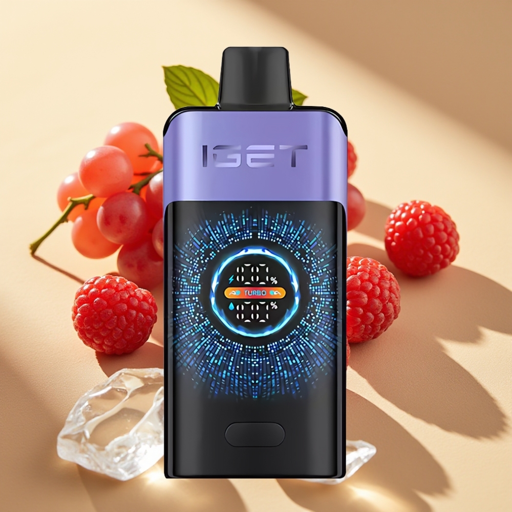 IGET ONE 12000 Puffs Disposable Vape Raspberry Grape Ice 2700mAh 0.6ohm Dual Mesh